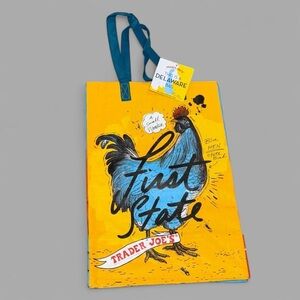 Trader Joe's DELAWARE state-themed reusable Tote Bag with Blue Handles